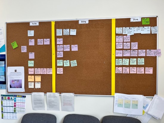 Kanban Board with post-it notes