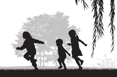 Illustration of children in silhouette